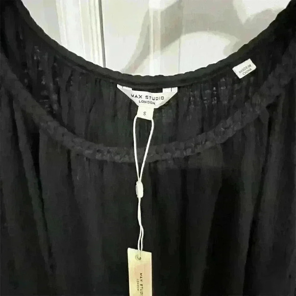 Max Studio Women's Black Bubble Short Sleeve Textured Blouse Size S - Picture 8 of 9